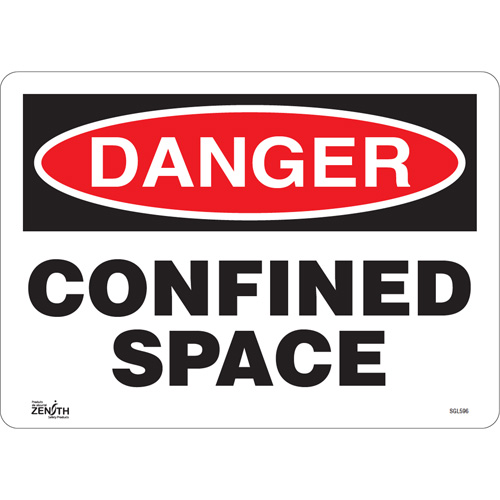 "Confined Space" Sign, 10" x 14", Vinyl, English - Zenith Safety Products 