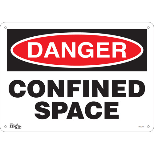 "Confined Space" Sign, 10" x 14", Plastic, English - Zenith Safety Products 