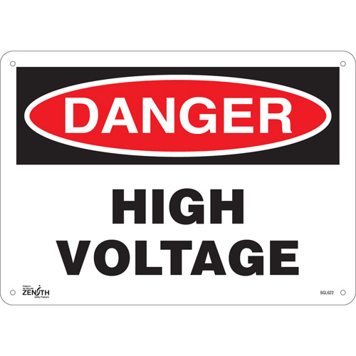 "High Voltage" Sign, 10" x 14", Aluminum, English - Zenith Safety Products 
