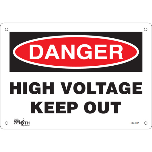 Enseigne High Voltage Keep Out, 7" x 10", Plastique, Anglais - Produits de sécurité Zenith 
