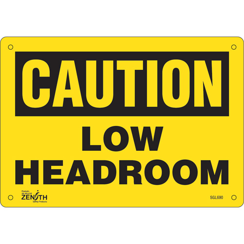 Enseigne Low Headroom, 7" x 10", Plastique, Anglais - Produits de sécurité Zenith 