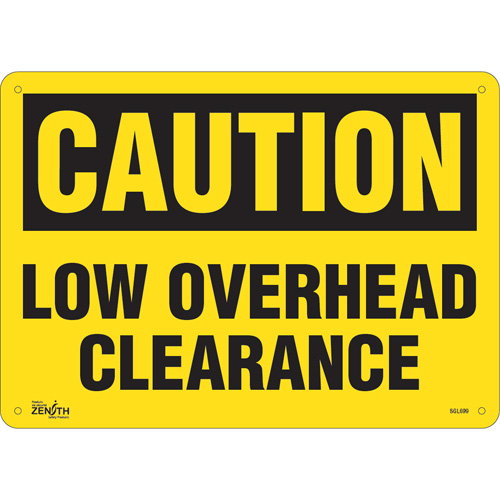 "Low Overhead Clearance" Sign, 10" x 14", Plastic, English - Zenith Safety Products 