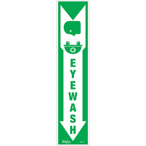 Enseigne Eye Wash, 18" x 4", Vinyle, Anglais avec pictogramme - Produits de sécurité Zenith 