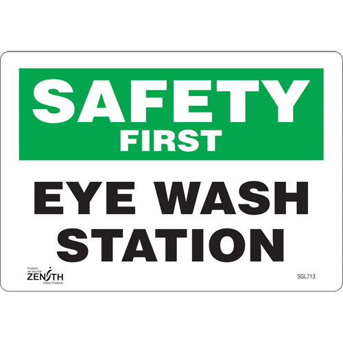 Enseigne Eye Wash Station, 7" x 10", Vinyle, Anglais - Produits de sécurité Zenith 