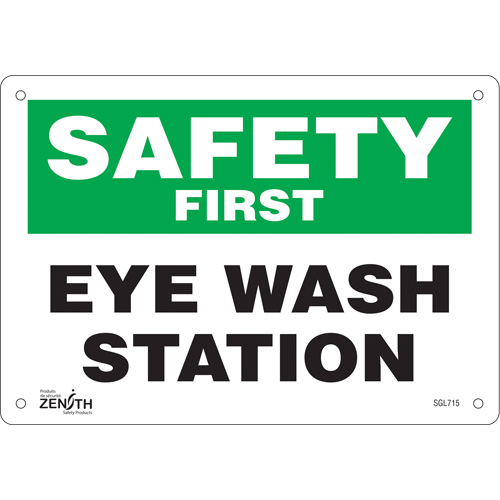 "Eye Wash Station" Sign, 7" x 10", Aluminum, English - Zenith Safety Products 