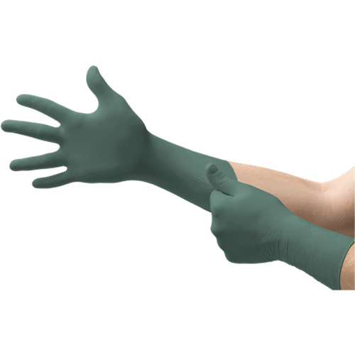 Dura Flock Gloves, Large, Nitrile, 8-mil, Powder-Free, Green - Microflex DFK-608-L