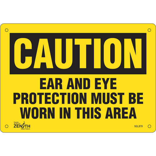 "Ear And Eye Protection" Sign, 7" x 10", Aluminum, English - Zenith Safety Products 