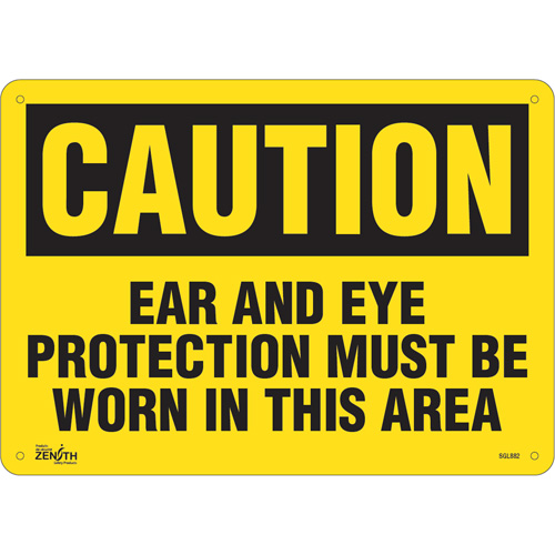 "Ear And Eye Protection" Sign, 10" x 14", Aluminum, English - Zenith Safety Products 