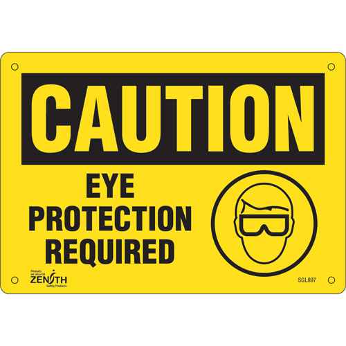 Enseigne Eye Protection Required, 7" x 10", Aluminium, Anglais avec pictogramme - Produits de sécurité Zenith 