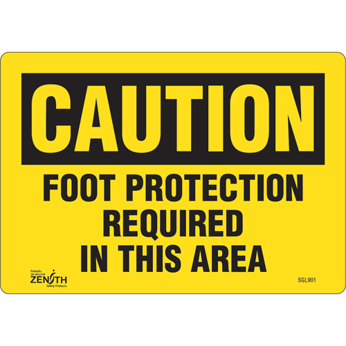 Enseigne Foot Protection Required, 7" x 10", Vinyle, Anglais - Produits de sécurité Zenith 