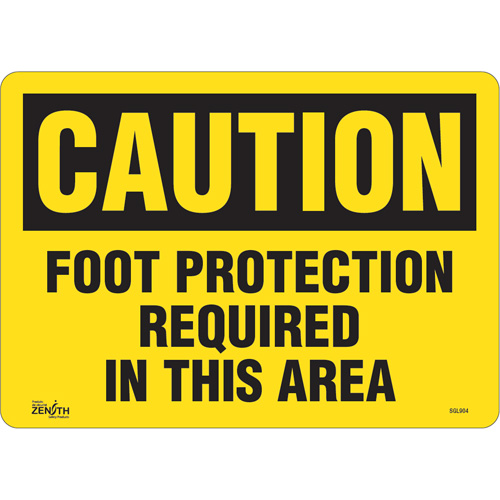 "Foot Protection Required" Sign, 10" x 14", Vinyl, English - Zenith Safety Products 