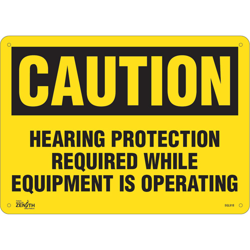 "Hearing Protection Required" Noise Hazard Sign, 10" x 14", Aluminum, English - Zenith Safety Products 