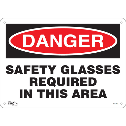 Enseigne Safety Glasses Required, 10" x 14", Plastique, Anglais - Produits de sécurité Zenith 