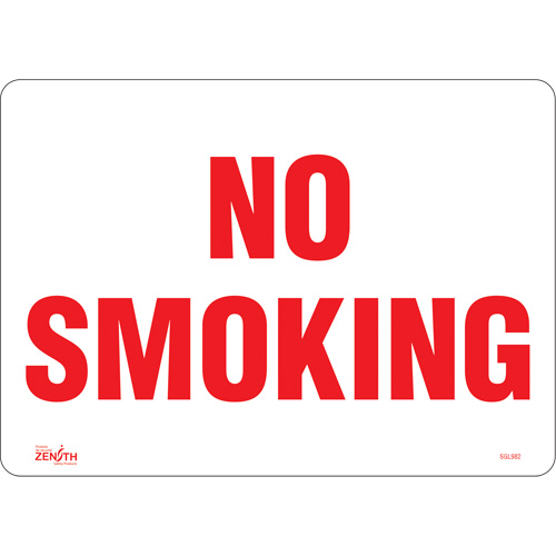 "No Smoking" Sign, 10" x 14", Vinyl, English - Zenith Safety Products 