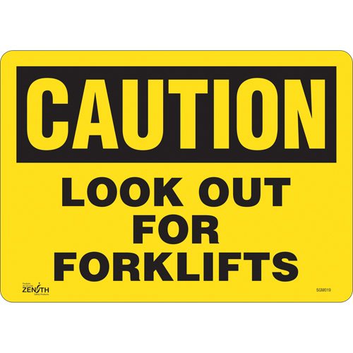 "Look Out For Forklifts" Sign, 10" x 14", Vinyl, English - Zenith Safety Products 