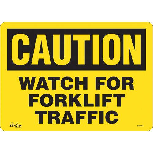 Enseigne Watch For Forklift, 10" x 14", Vinyle, Anglais - Produits de sécurité Zenith 
