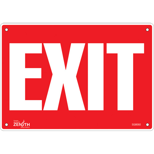 "Exit" Sign, 7" x 10", Aluminum, English - Zenith Safety Products 