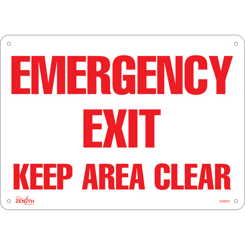 Enseigne Emergency Exit, 10" x 10", Plastique, Anglais - Produits de sécurité Zenith 