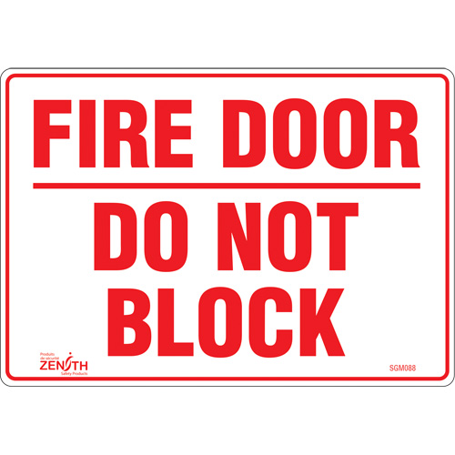 "Fire Door" Sign, 7" x 10", Vinyl, English - Zenith Safety Products 
