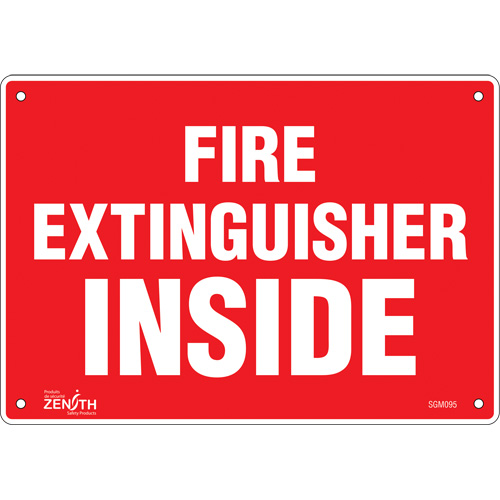 Enseigne Fire Extinguisher Inside, 7" x 10", Plastique, Anglais - Produits de sécurité Zenith 