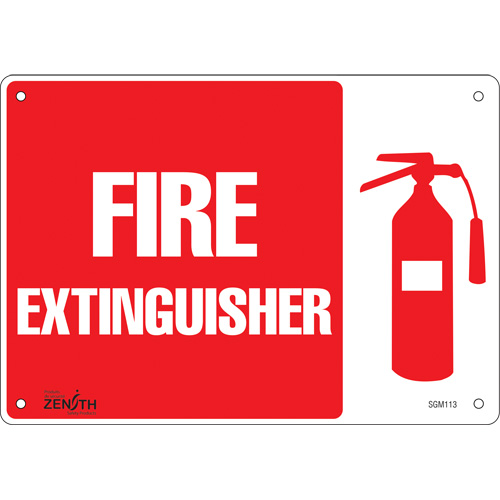 "Fire Extinguisher" Sign, 7" x 10", Plastic, English with Pictogram - Zenith Safety Products 
