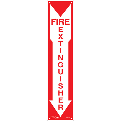 "Fire Extinguisher" Sign, 18" x 4", Plastic, English with Pictogram - Zenith Safety Products 