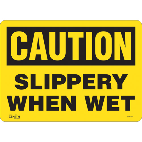 "Slippery When Wet" Sign, 10" x 14", Vinyl, English - Zenith Safety Products 