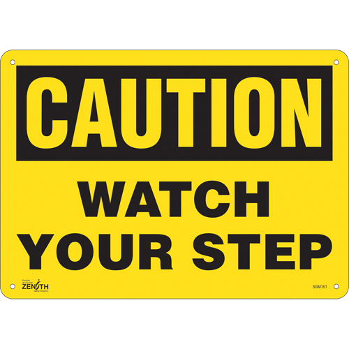 "Watch Your Step" Sign, 10" x 14", Plastic, English - Zenith Safety Products 