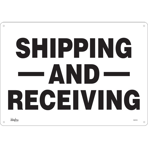 Enseigne Shipping And Receiving, 14" x 20", Plastique, Anglais - Produits de sécurité Zenith 