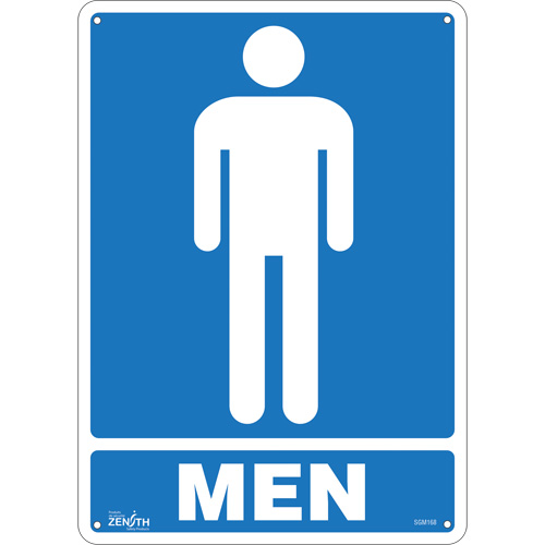 Enseigne Men, 14" x 10", Aluminium, Anglais avec pictogramme - Produits de sécurité Zenith 