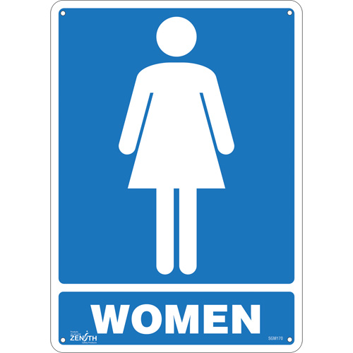 Enseigne Women, 14" x 10", Aluminium, Anglais avec pictogramme - Produits de sécurité Zenith 
