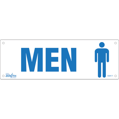 "Men" Sign, 4" x 12", Plastic, English with Pictogram - Zenith Safety Products 