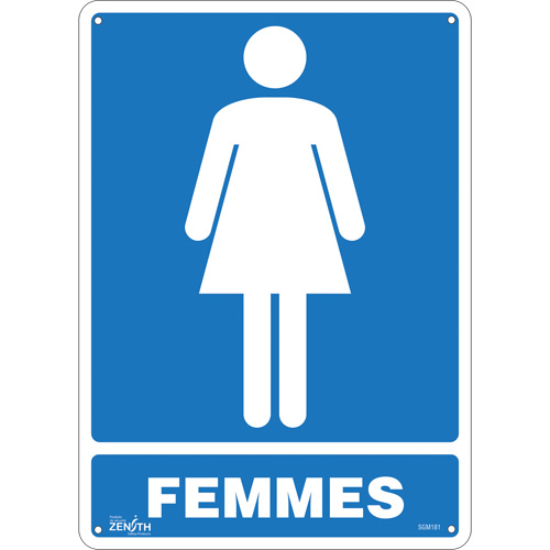 Enseigne Femmes, 14" x 10", Plastique, Français avec pictogramme - Produits de sécurité Zenith 