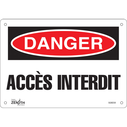 Enseigne Acc&egrave;s Interdit, 7" x 10", Aluminium, Français - Produits de sécurité Zenith 