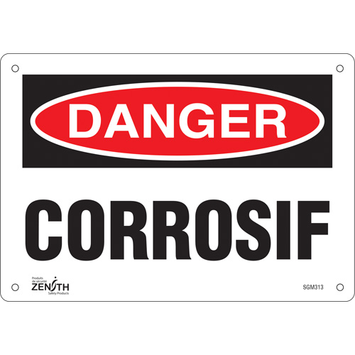 "Corrosif" Sign, 7" x 10", Aluminum, French - Zenith Safety Products 