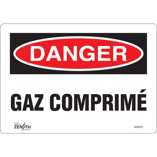 "Gaz Comprim&eacute;" Sign, 7" x 10", Vinyl, French - Zenith Safety Products 