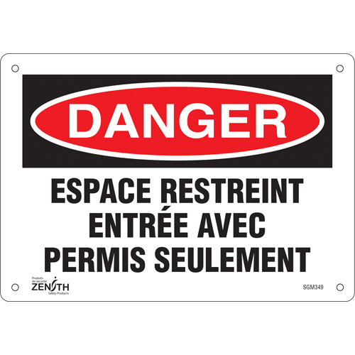 Enseigne Espace Restreint, 7" x 10", Aluminium, Français - Produits de sécurité Zenith 