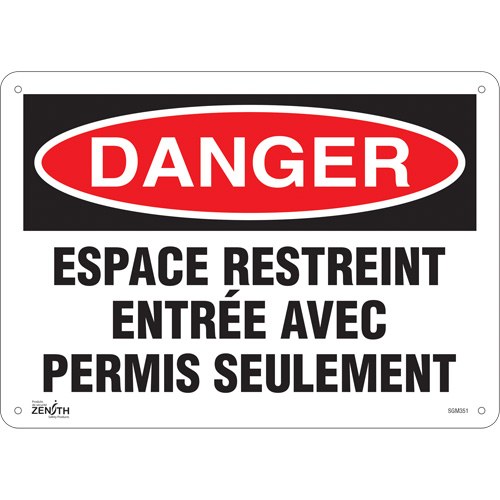 "Espace Restreint" Sign, 10" x 14", Plastic, French - Zenith Safety Products 