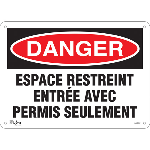 "Espace Restreint" Sign, 10" x 14", Aluminum, French - Zenith Safety Products 