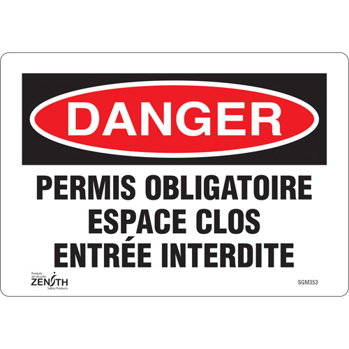 Enseigne Espace Clos Entr&eacute;e Interdite, 7" x 10", Vinyle, Français - Produits de sécurité Zenith 