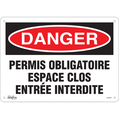 Enseigne Espace Clos Entr&eacute;e Interdite, 10" x 14", Aluminium, Français - Produits de sécurité Zenith 