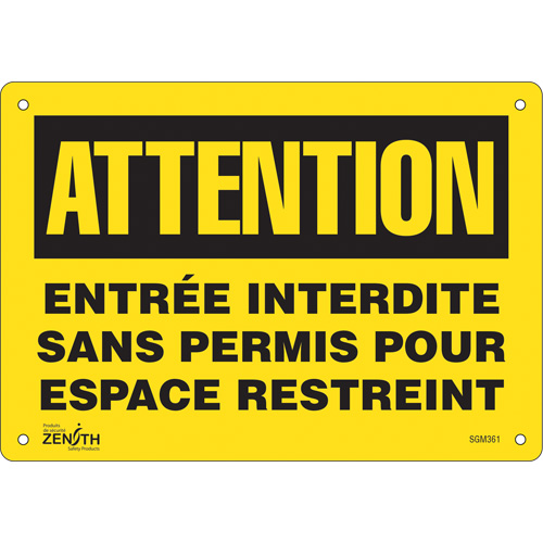 Enseigne Entr&eacute;e Interdite Sans Permis, 7" x 10", Aluminium, Français - Produits de sécurité Zenith 