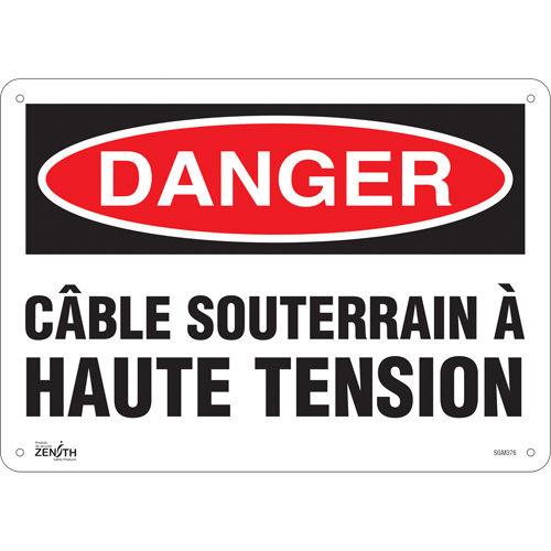Enseigne C&acirc;ble Souterrain &agrave; Haute Tension, 10" x 14", Aluminium, Français - Produits de sécurité Zenith 