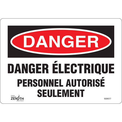 Enseigne Personnel Autoris&eacute; Seulement, 7" x 10", Vinyle, Français - Produits de sécurité Zenith 