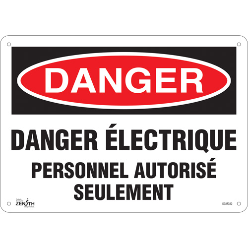 Enseigne Personnel Autoris&eacute; Seulement, 10" x 14", Aluminium, Français - Produits de sécurité Zenith 