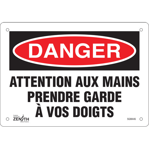 Enseigne Prendre Garde &agrave; Vos Doigts, 7" x 10", Plastique, Français - Produits de sécurité Zenith 