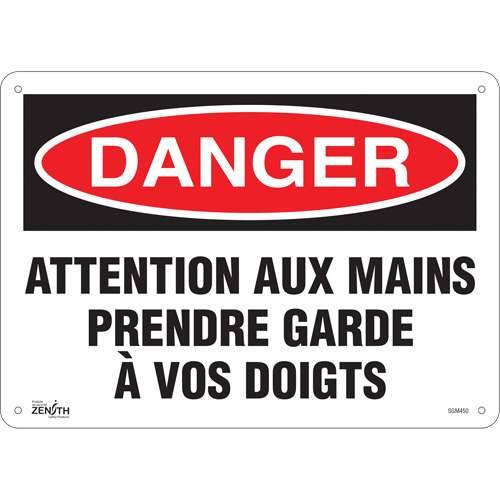 "Prendre Garde &agrave; Vos Doigts" Sign, 10" x 14", Aluminum, French - Zenith Safety Products 