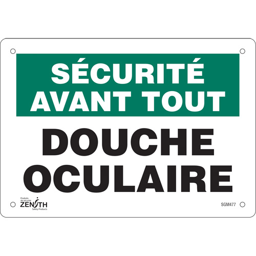 "Douche Oculaire" Sign, 7" x 10", Aluminum, French - Zenith Safety Products 