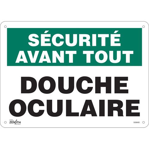 "Douche Oculaire" Sign, 10" x 14", Aluminum, French - Zenith Safety Products 