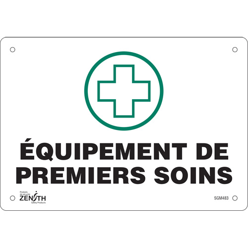 "Premiers Soins" Sign, 7" x 10", Aluminum, French with Pictogram - Zenith Safety Products 